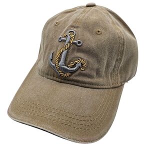 Unisex Tan Nautical Anchor Embroidery Denim Cap